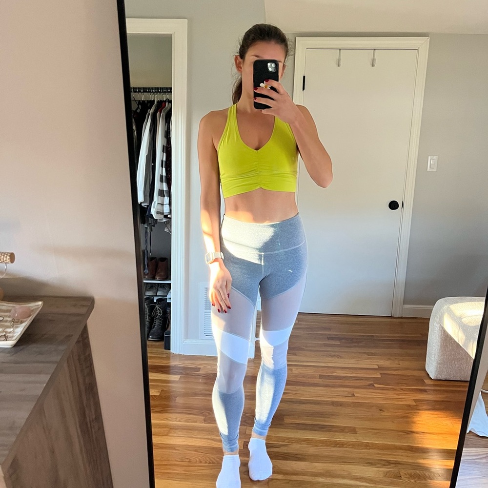 Grey Leggings with Mesh Accents